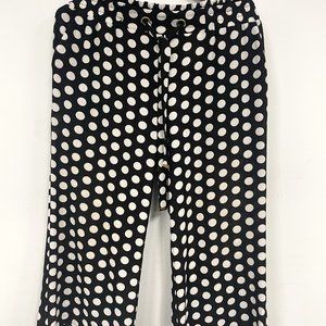 Michael Kors Black White Polka Dot Cropped Wide Leg Capris with gold accents